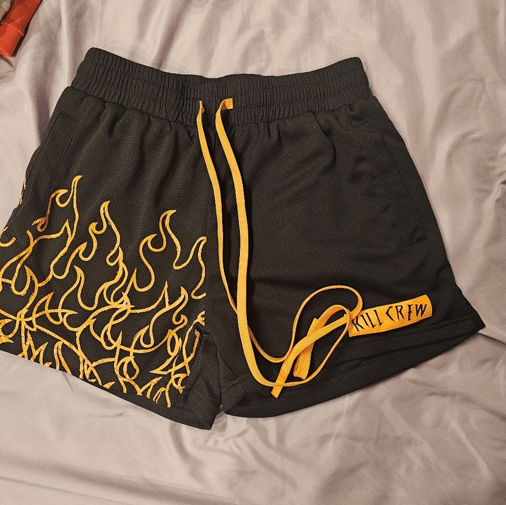 Kill Crew Black and Yellow Athletic Shorts